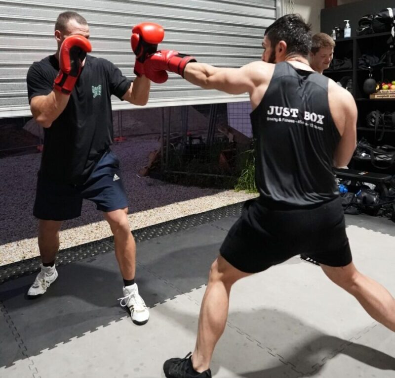 Boxing club Adelaide – technical pad training session at Just Box in Kidman Park offering boxing classes for beginners and experienced members.